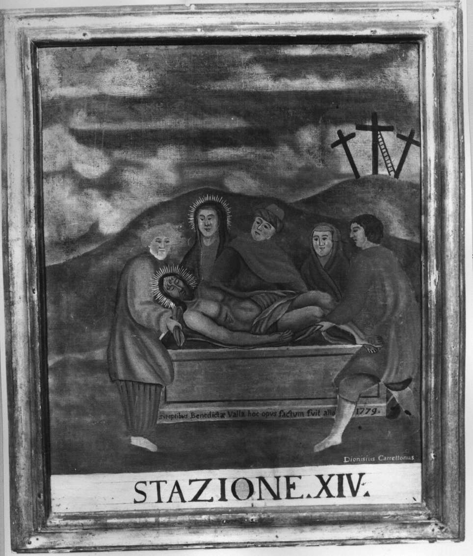 stazione XIV: Gesù deposto nel sepolcro (Via Crucis, ciclo) di Carrettonus Dionisius (sec. XVIII)
