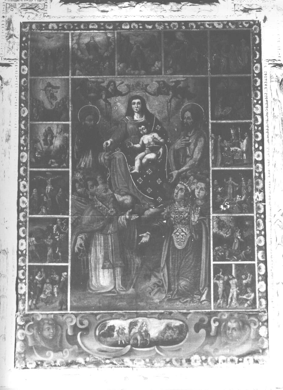 Madonna del Rosario con San Domenico e Santa Caterina, santi e misteri del rosario (dipinto, elemento d'insieme) - ambito ligure (inizio sec. XVII)
