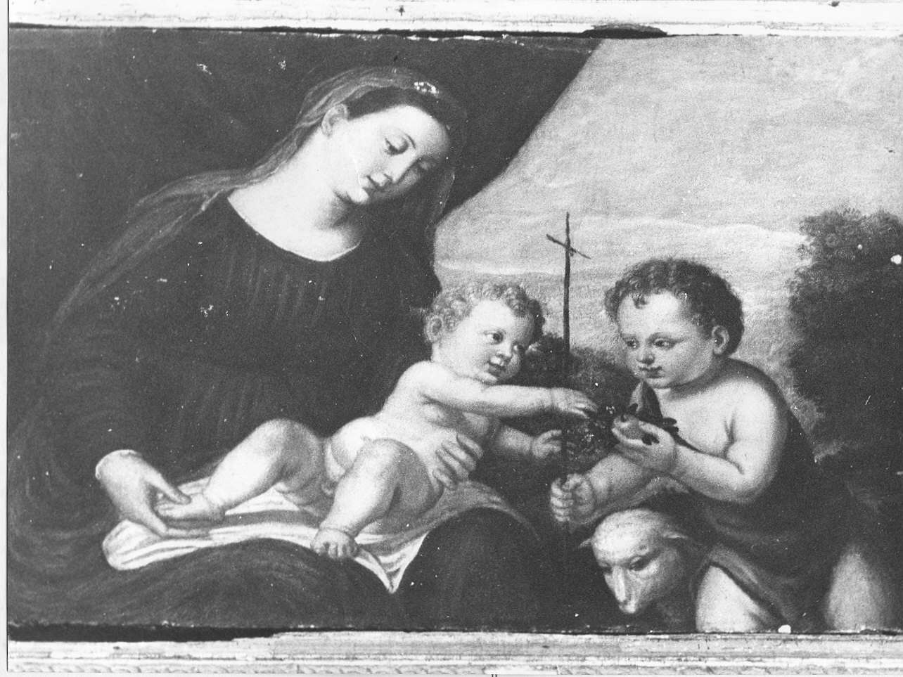 Madonna con Bambino e San Giovannino (dipinto, opera isolata) - ambito italiano (sec. XVII)