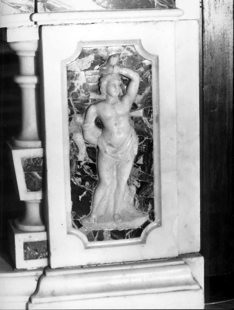 San Sebastiano (decorazione plastica, coppia) - manifattura ligure (sec. XVIII)