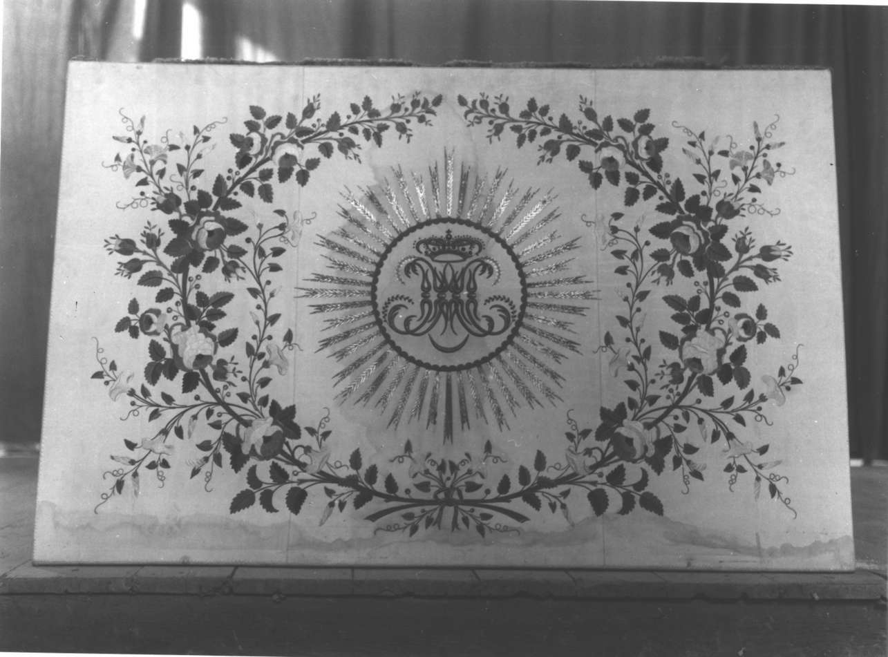 monogramma mariano/ motivi decorativi floreali (paliotto, opera isolata) - bottega ligure (sec. XIX)