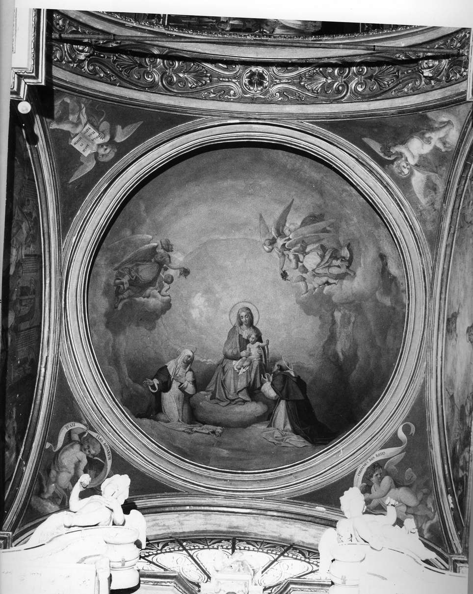 Madonna del Rosario con San Domenico e Santa Caterina da Siena (dipinto, opera isolata) di Pianello Giambattista (prima metà sec. XIX)