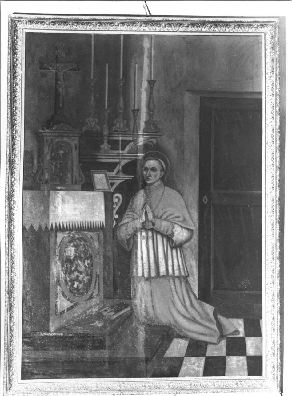 San Carlo Borromeo in adorazione della croce (dipinto, opera isolata) - ambito italiano (sec. XIX)