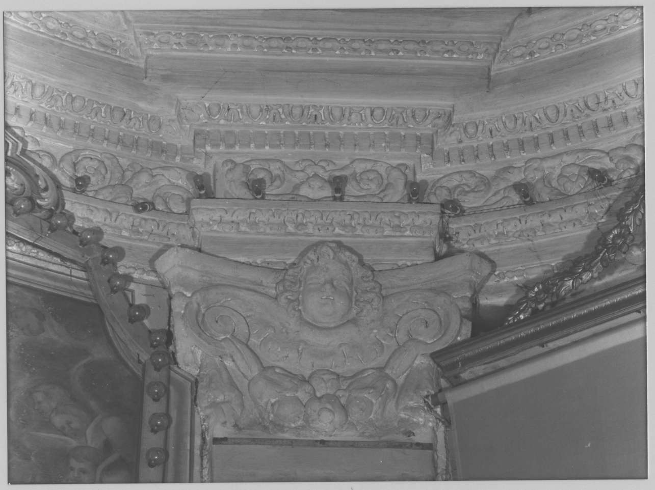 motivi decorativi a festoni con cherubini/ motivi decorativi a girali vegetali (decorazione plastico-architettonica, opera isolata) - bottega ligure (seconda metà sec. XVIII)