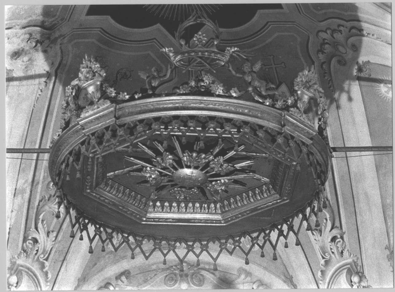 motivi decorativi a festoni con cherubini/ motivi decorativi floreali (baldacchino, opera isolata) - bottega ligure (sec. XIX)