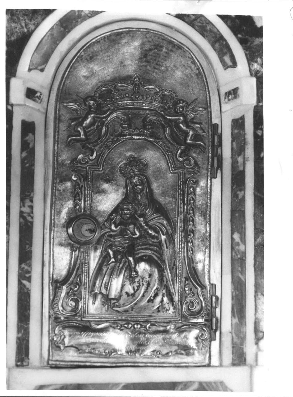 Madonna con Bambino e angeli reggicorona (sportello di tabernacolo, elemento d'insieme) - bottega italiana (fine sec. XVIII)