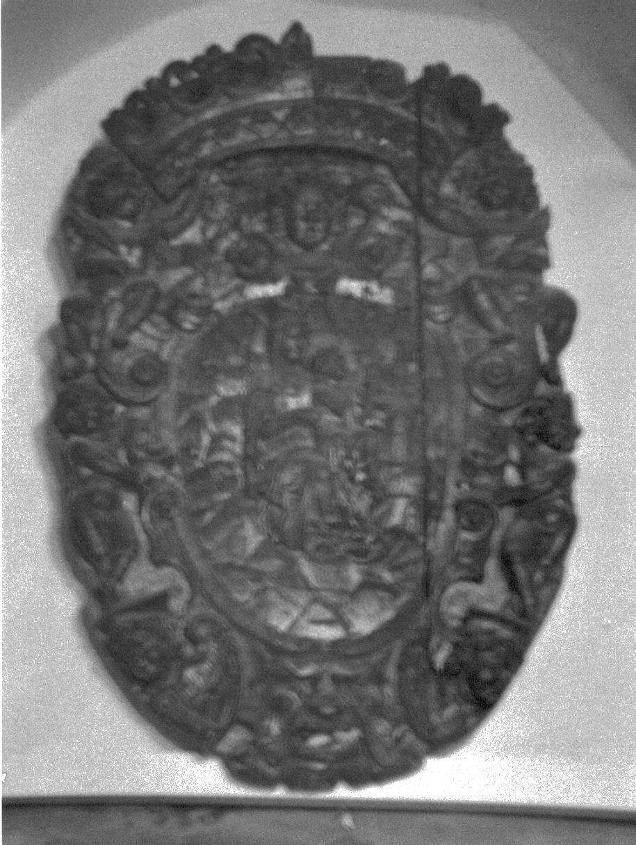 Madonna di Mont-Serrat, Madonna con Bambino (targa devozionale, opera isolata) - bottega ligure (prima metà sec. XVII)