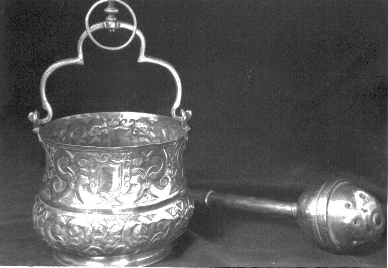 secchiello per l'acqua benedetta, opera isolata - bottega ligure (prima metà sec. XVII)