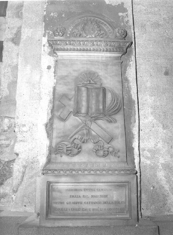 simboli e strumenti della passione (monumento funebre, opera isolata) - bottega genovese (seconda metà sec. XIX)