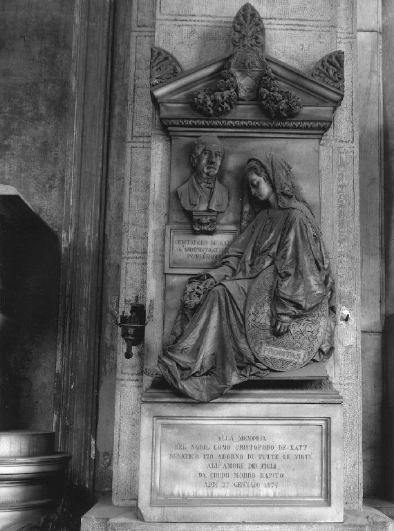 PROBITAS, FIGURA FEMMINILE CON BUSTO (monumento funebre, opera isolata) di Orengo Lorenzo (sec. XIX)