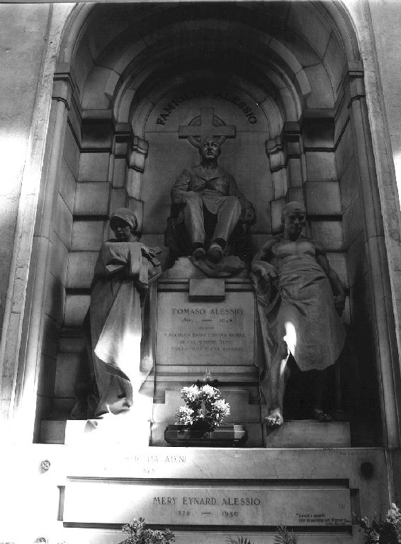 figura maschile seduta (monumento funebre, opera isolata) di Orengo Luigi (sec. XX)