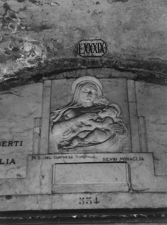 Madonna con Bambino (monumento funebre, opera isolata) di Minaglia Oreste Silvio (secondo quarto sec. XX)