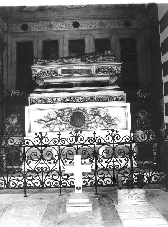 DEFUNTO SUL SARCOFAGO (sarcofago, opera isolata) di Varni Santo (sec. XIX)