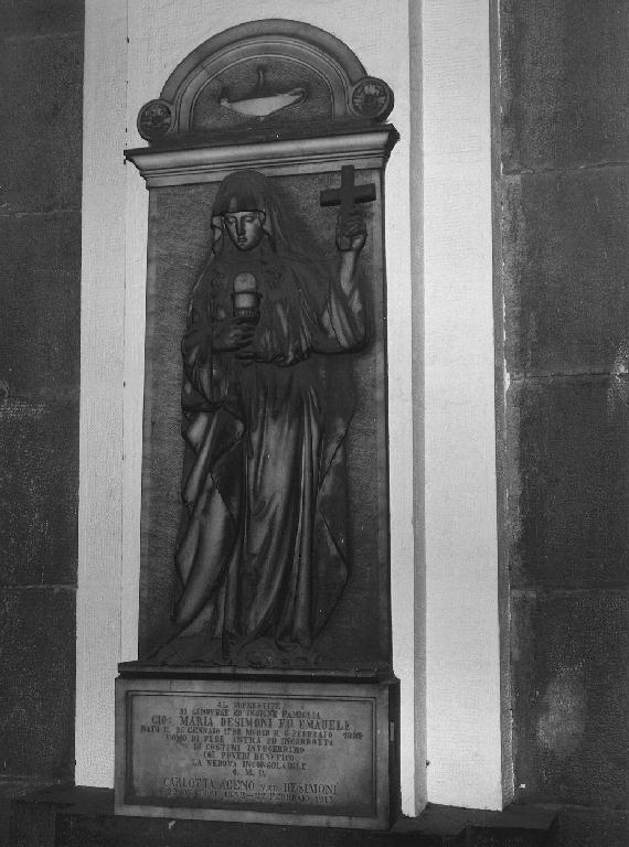 FIGURA FEMMINILE CON CROCE E CALICE (monumento funebre, opera isolata) di De Barbieri Paolo Enrico (sec. XIX)