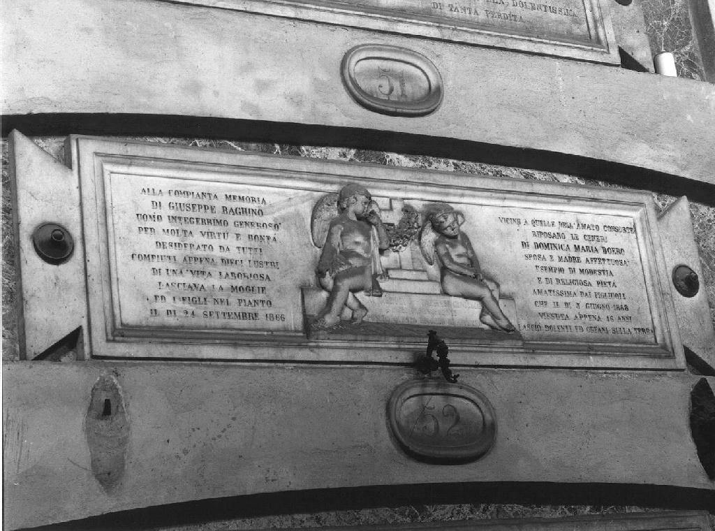 angioletti con simboli del martirio (monumento funebre, opera isolata) - ambito genovese (sec. XIX)