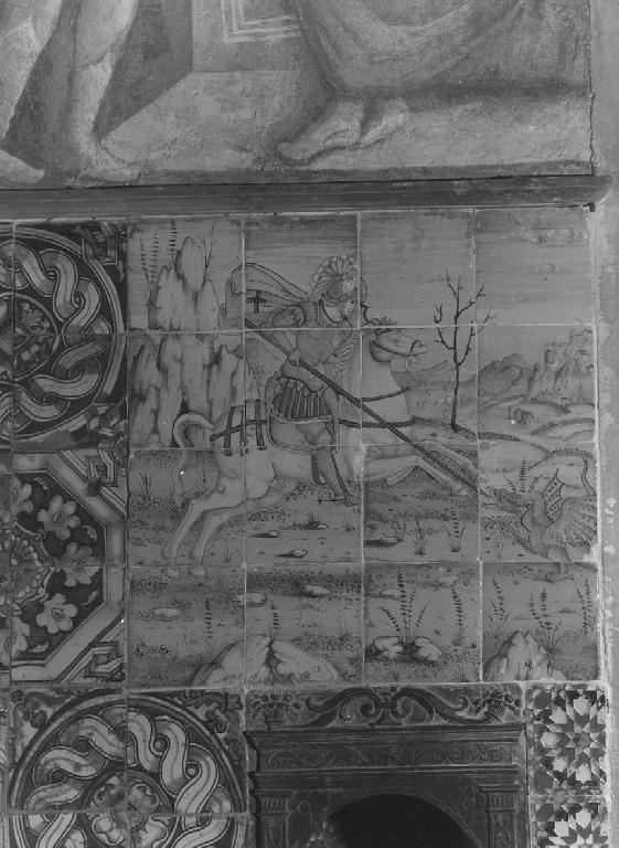 SAN GIORGIO E IL DRAGO (piastrella, serie) - ambito ligure (prima metà sec. XVI)