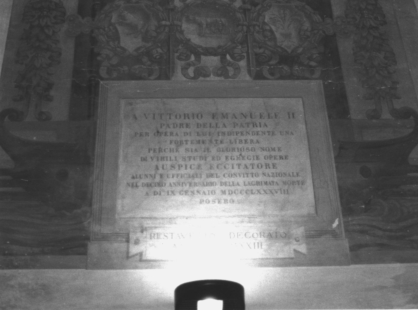 lapide commemorativa, opera isolata - PRODUZIONE GENOVESE (ultimo quarto sec. XIX)