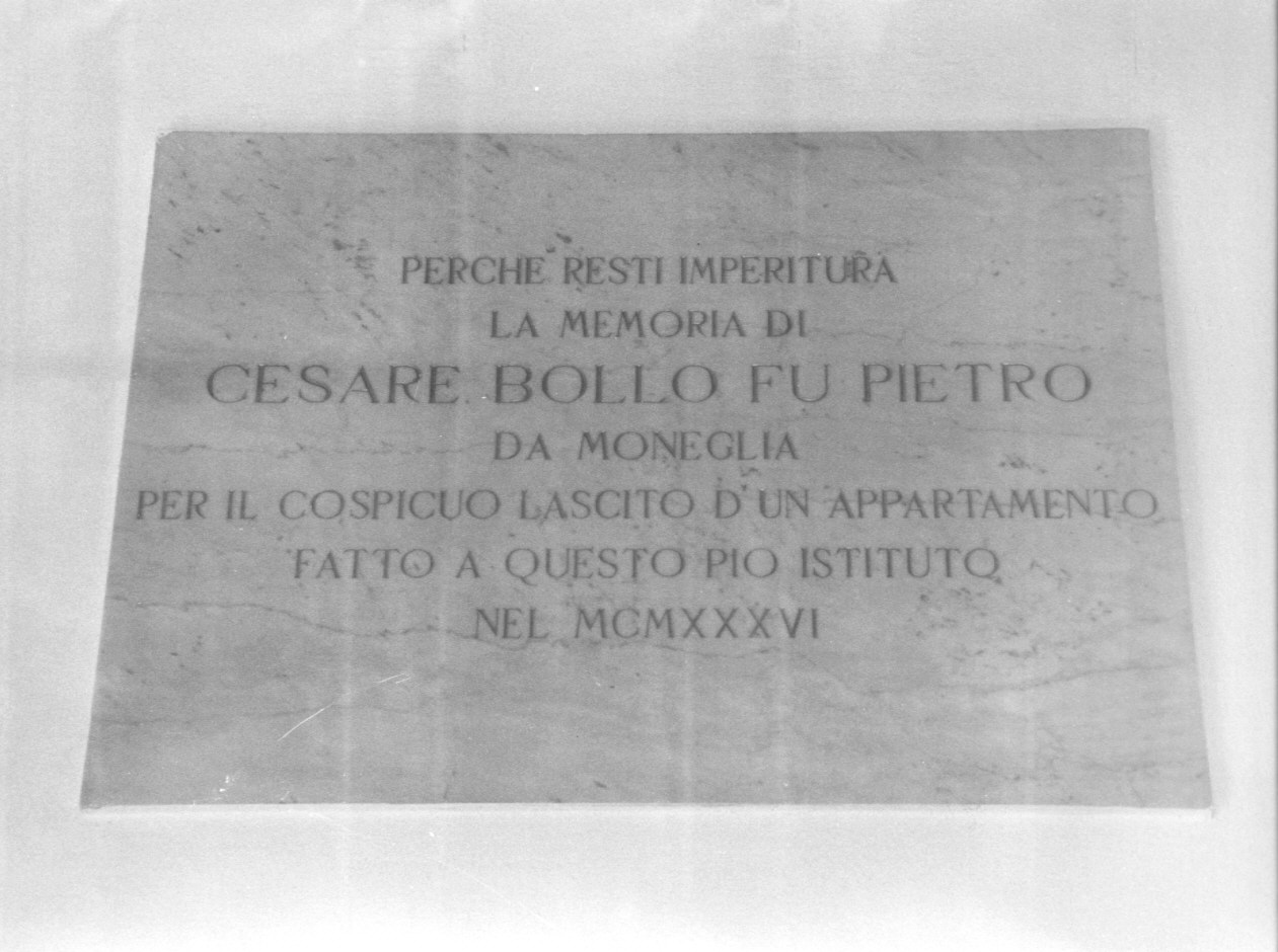 lapide commemorativa, opera isolata - ambito CHIAVARESE (secondo quarto sec. XX)
