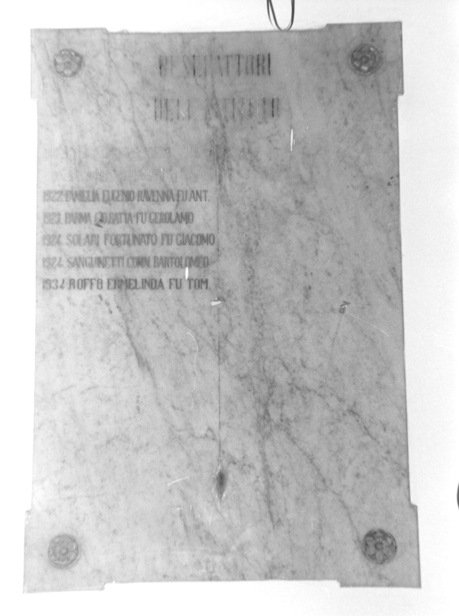 lapide commemorativa, opera isolata - ambito CHIAVARESE (prima metà sec. XX)