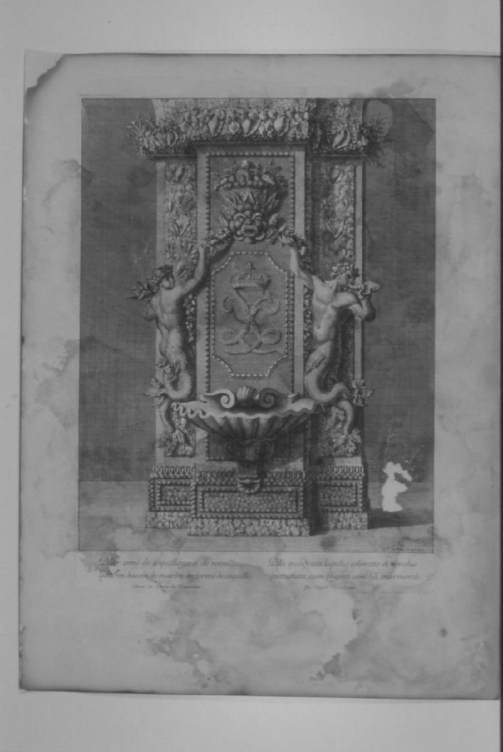 SEMI PILASTRI CON DECORAZIONI "ROCAILLE" (stampa) di Lepautre Jean (sec. XVII)