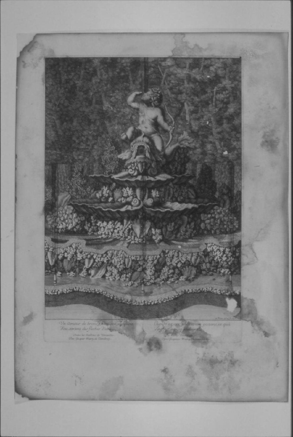 FONTANA CON PUTTO E FARETRA (stampa) di Lepautre Jean, Marsy Gaspard (sec. XVII)