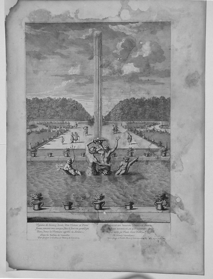 FONTANA CON TRITONE E SIRENA (stampa) di Lepautre Jean, Marsy Gaspard, Marsy Balthazar (sec. XVII)