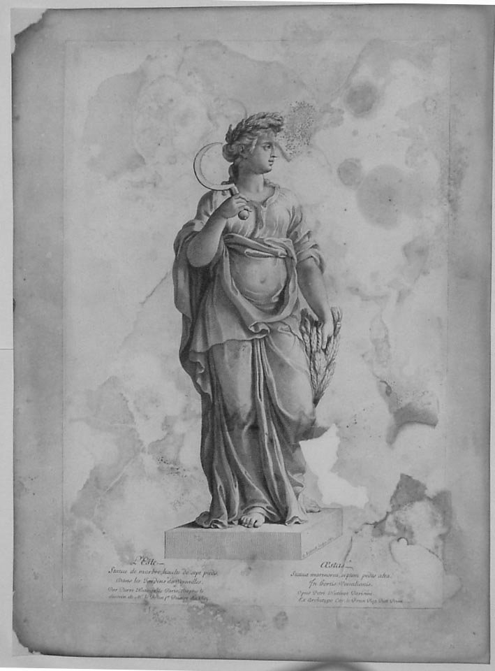 SCULTURA RAFF. ALLEGORIA DELL'ESTATE (stampa) di Edelinck Gerard, Lebrun Charles, Hutinot Pierre (sec. XVII)