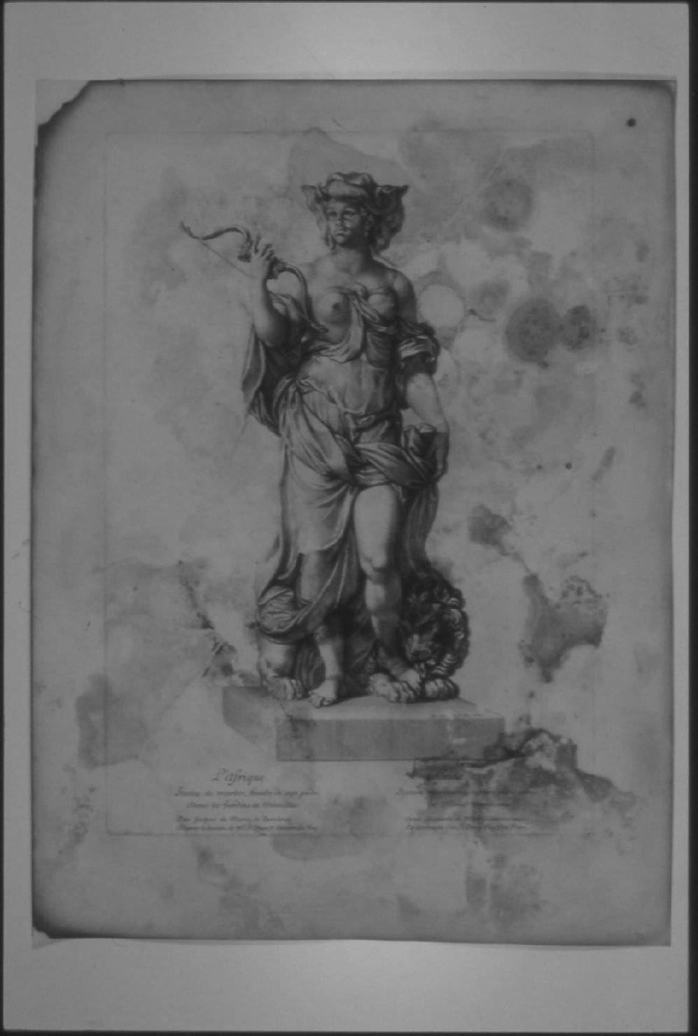 SCULTURA RAFF. ALLEGORIA DELL'AFRICA (stampa) di Audran Gérard, Lebrun Charles, Marsy Gaspard (sec. XVII)