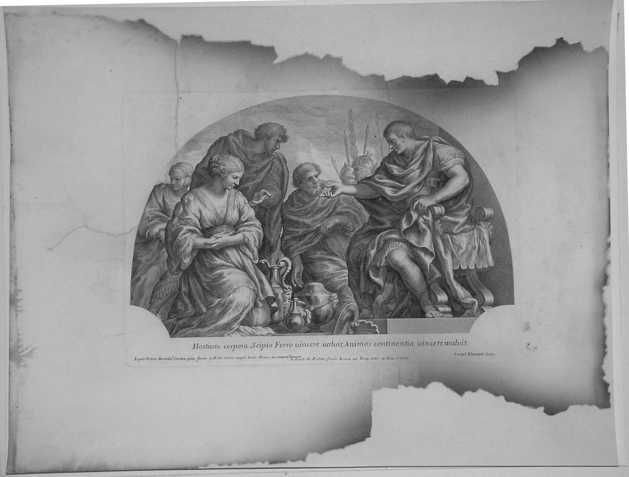 LA CONTINENZA DI SCIPIONE (stampa, serie) di Bloemaert Cornelis il Giovane, Berrettini Pietro detto Pietro da Cortona (sec. XVII)