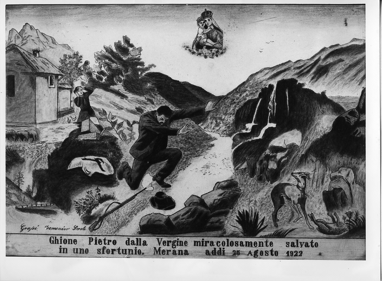 miracolo della Madonna (ex voto, opera isolata) di Grapi Domenico (sec. XX)