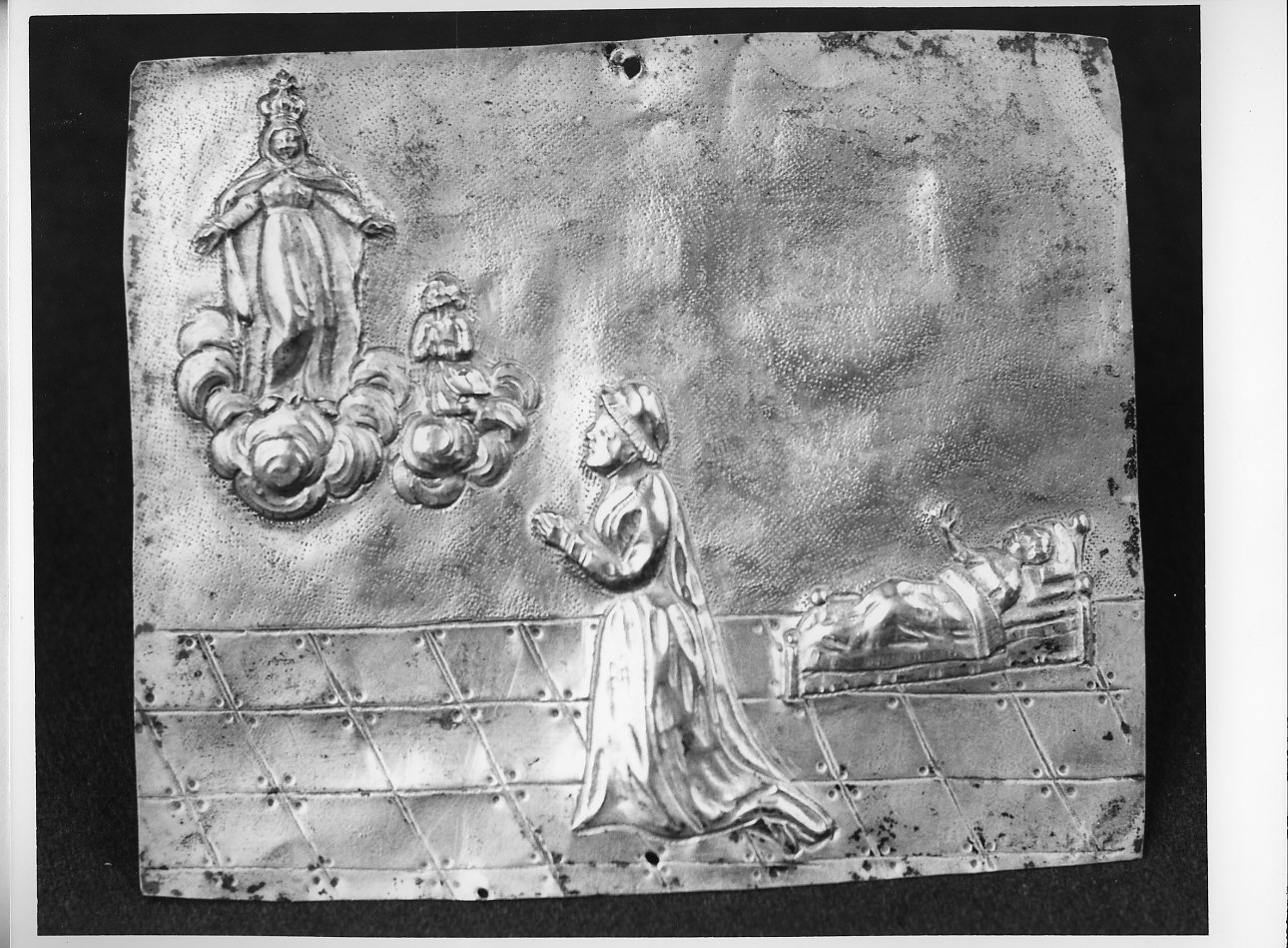 Madonna della Misericordia con fedele in preghiera (ex voto, opera isolata) - bottega ligure (sec. XIX)