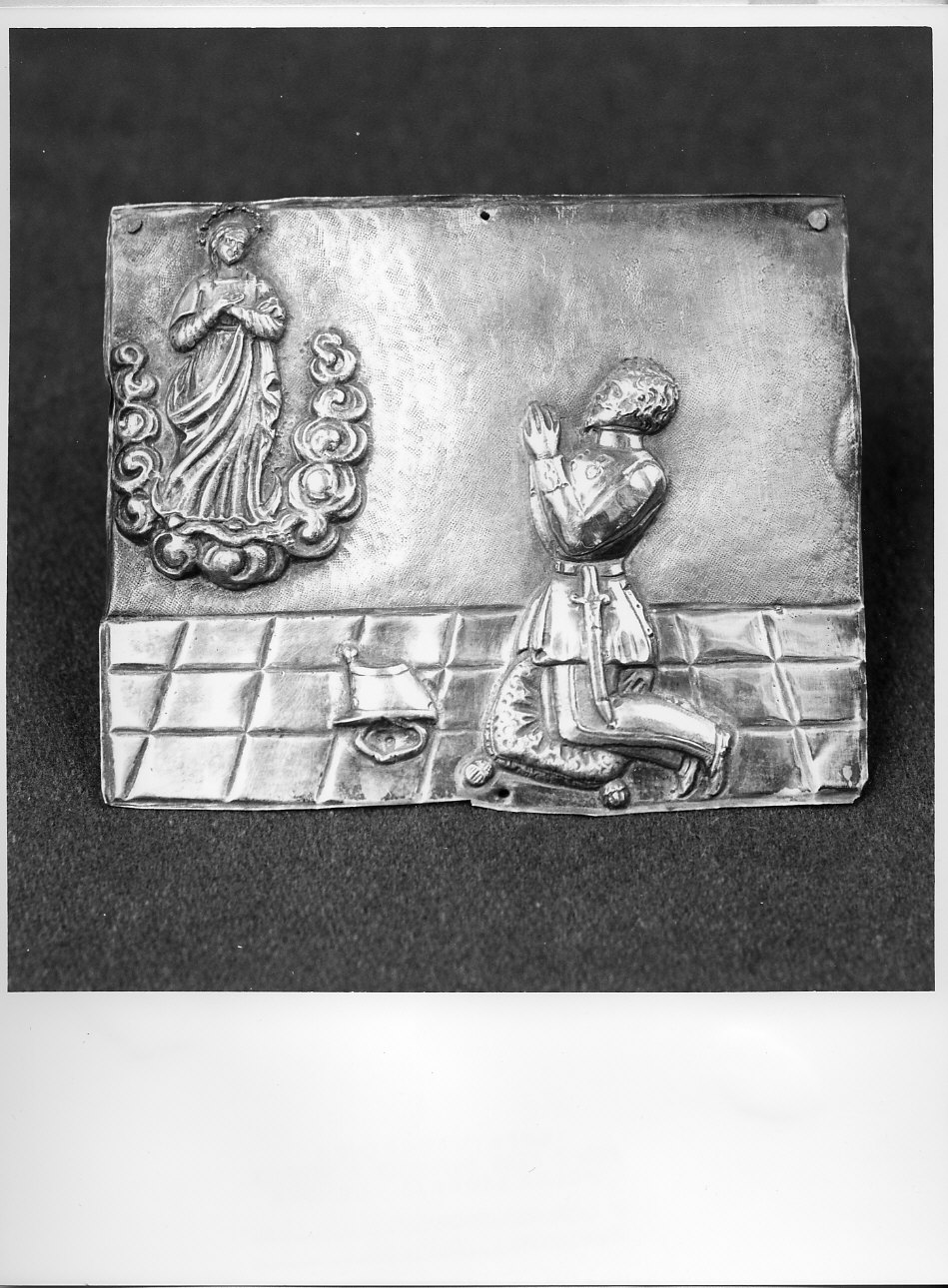 Madonna della Misericordia con fedele in preghiera (ex voto, opera isolata) - bottega ligure (sec. XIX)