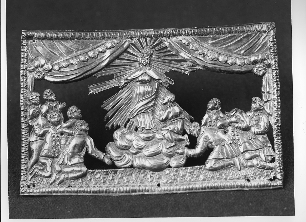 Madonna della Misericordia con fedele in preghiera (ex voto, opera isolata) - bottega ligure (sec. XIX)