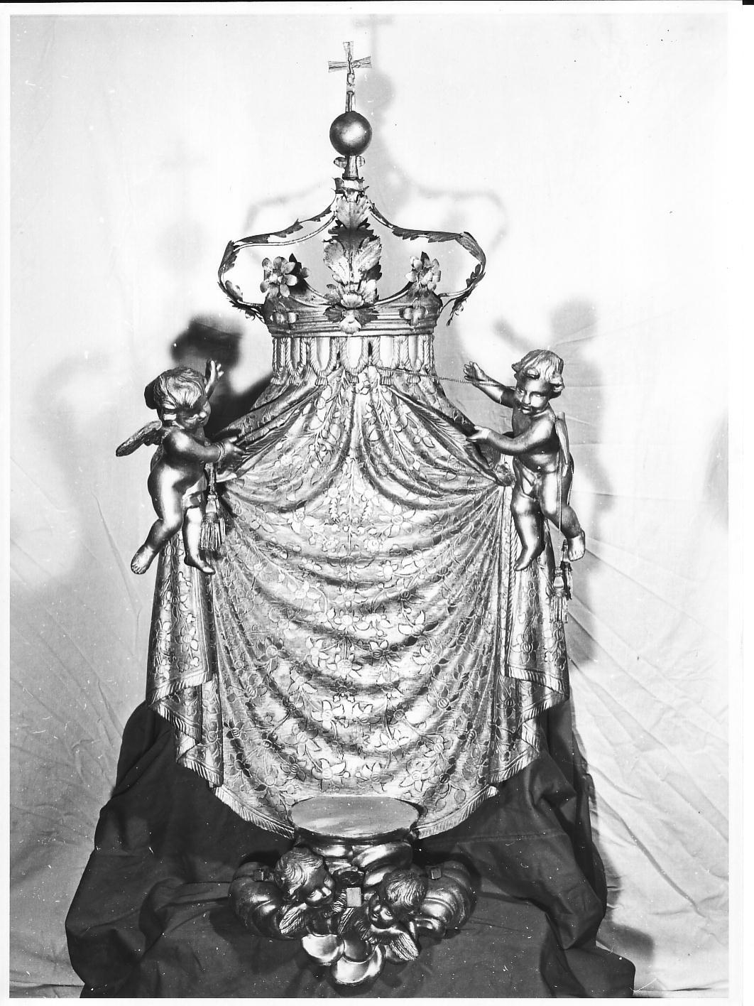 angioletti reggicortina (tronetto per esposizione eucaristica, opera isolata) - bottega ligure (metà sec. XIX)