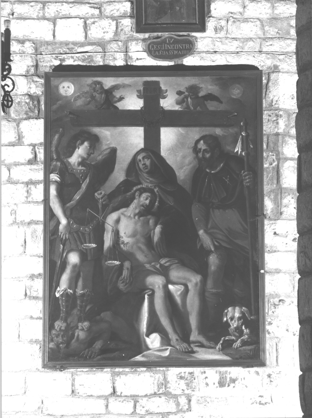 Pietà con San Michele e San Rocco (dipinto, opera isolata) - ambito ligure (sec. XVII)