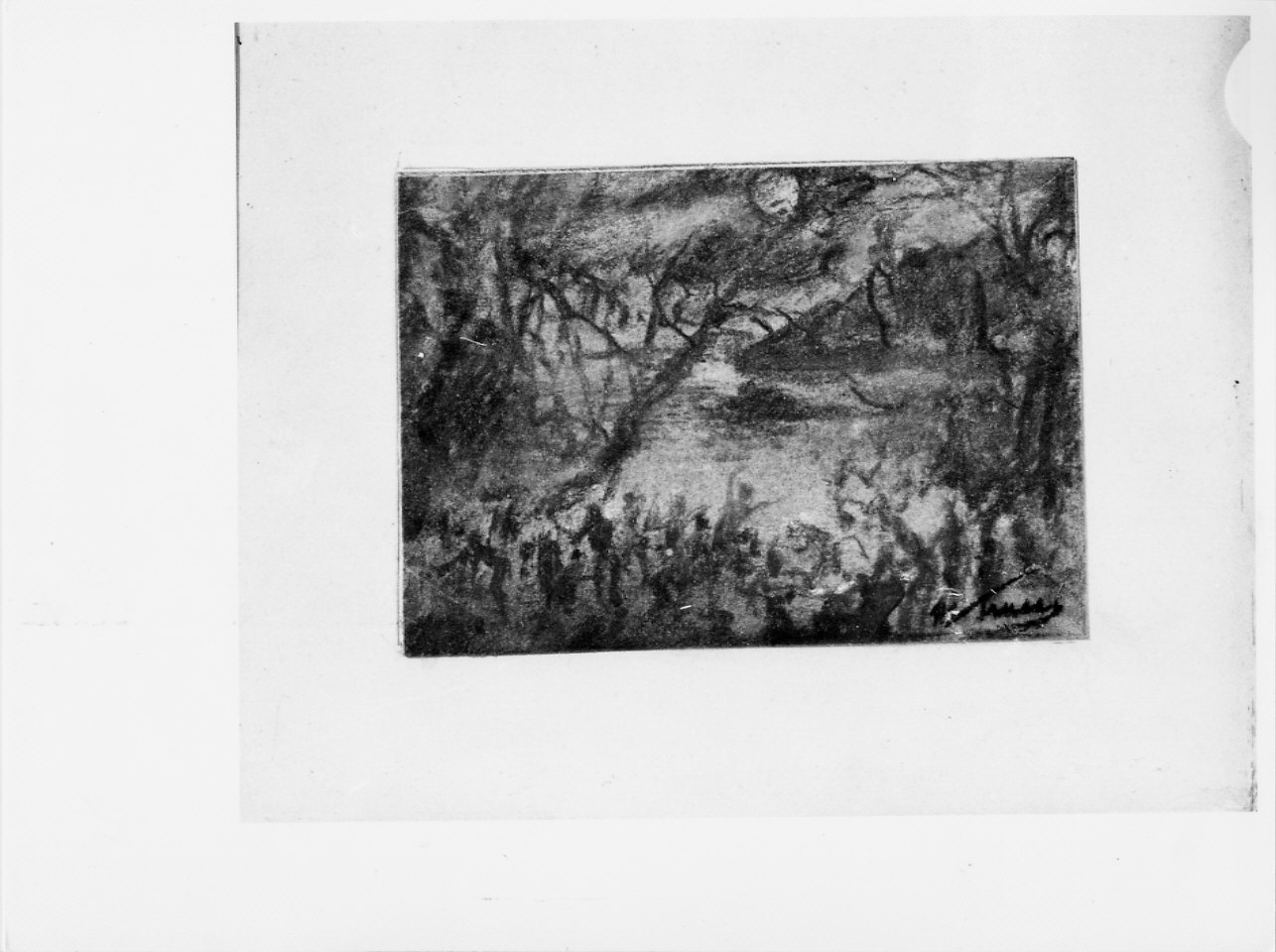 Bozzetto, paesaggio notturno (disegno, opera isolata) di Trucco Manlio (sec. XX)