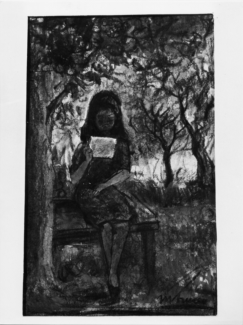 Lettrice, figura femminile (disegno, opera isolata) di Trucco Manlio (sec. XX)