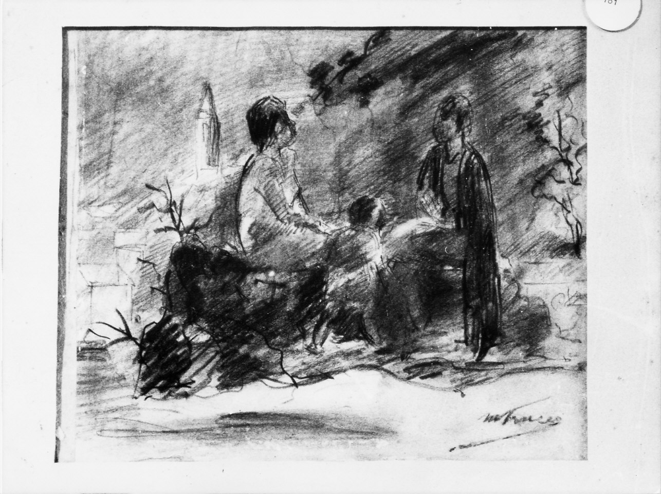 Conversazione, figure femminili (disegno, opera isolata) di Trucco Manlio (sec. XX)