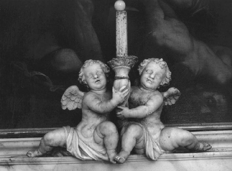 angeli portacandelabri (statuetta portacandelabro) - bottega liguro-lombarda (prima metà sec. XVII)