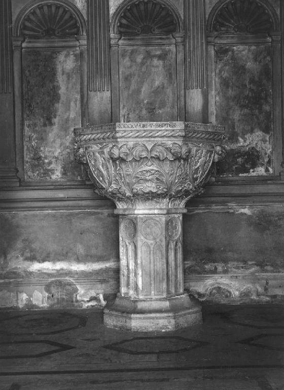motivi decorativi vegetali (fonte battesimale - a fusto) - bottega genovese (secondo quarto, ultimo quarto sec. XV, sec. XIX)