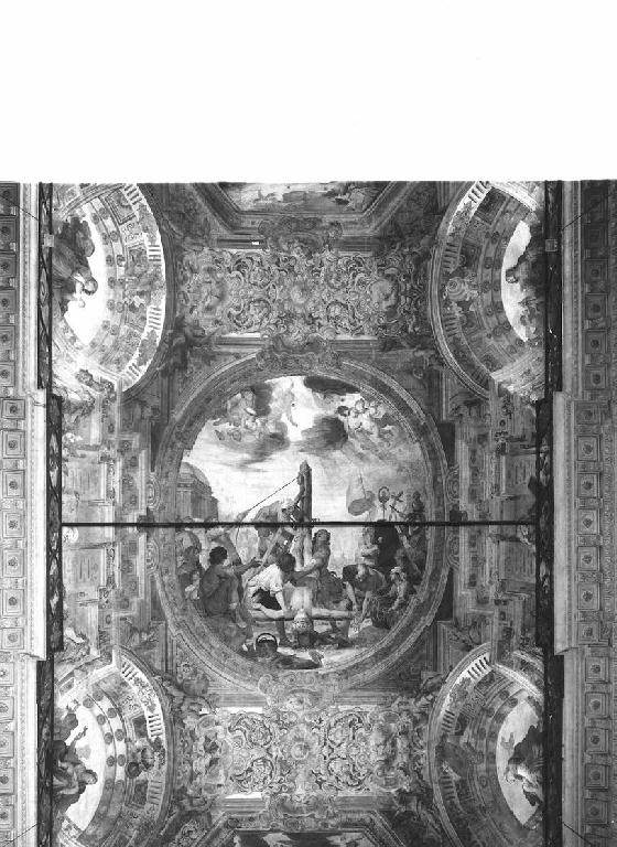 crocifissione di San Pietro (dipinto, elemento d'insieme) di Carlone Giovanni Battista (attribuito), Brozzi Paolo (attribuito) (terzo quarto sec. XVII)