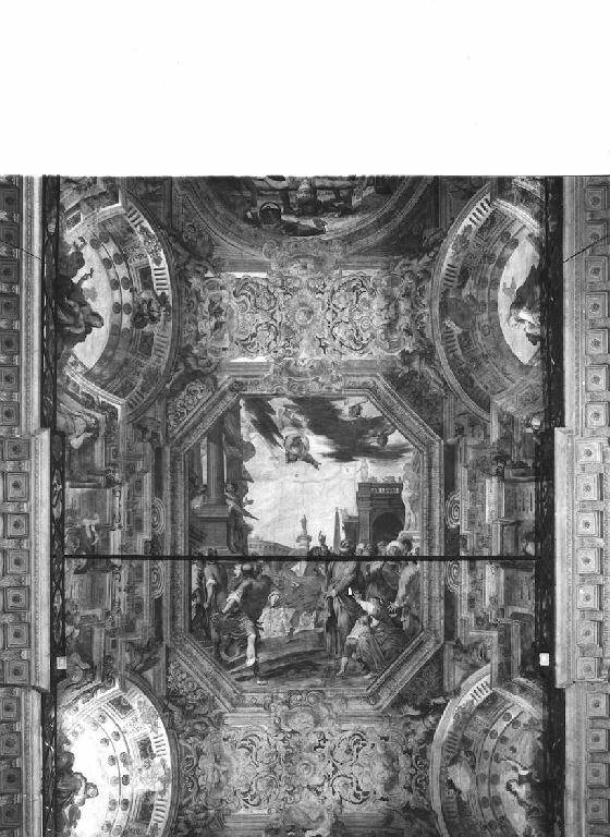 caduta di Simon Mago (dipinto, elemento d'insieme) di Carlone Giovanni Battista (attribuito), Brozzi Paolo (attribuito) (terzo quarto sec. XVII)