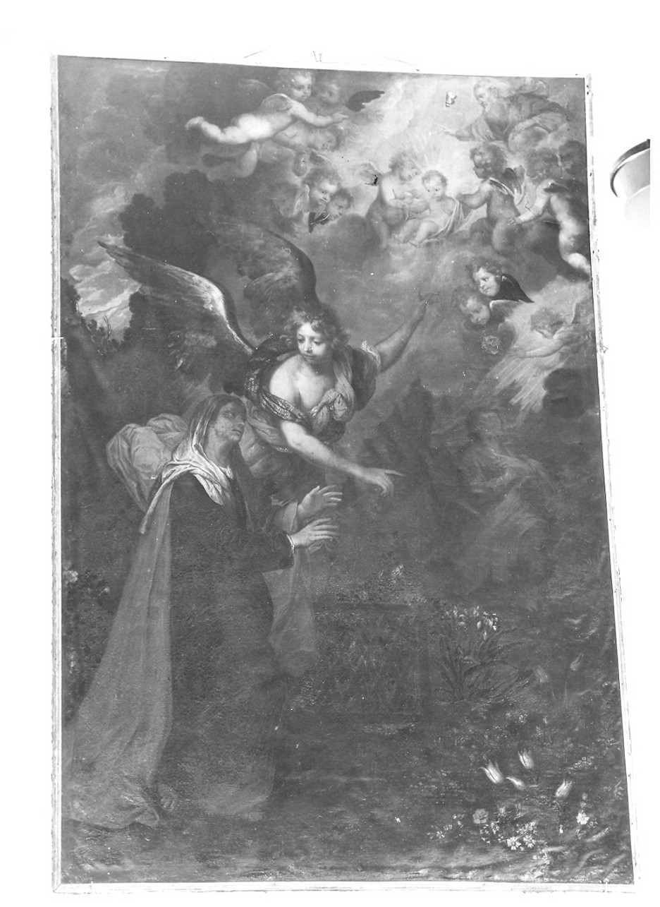 Annunciazione/ sogno di San Giuseppe (dipinto, opera isolata) di Piola Domenico (attribuito) (sec. XVII)