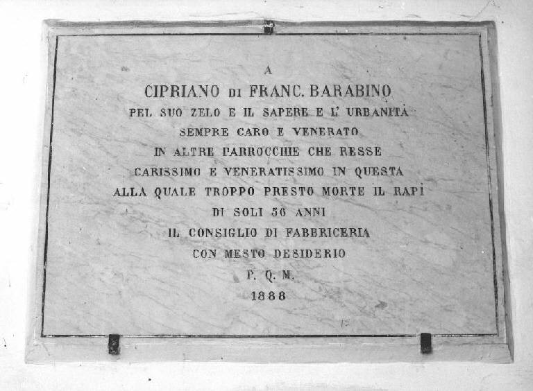 lapide commemorativa - bottega ligure (ultimo quarto sec. XIX)