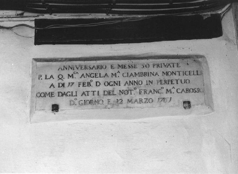 lapide commemorativa - bottega ligure (terzo quarto sec. XVIII)