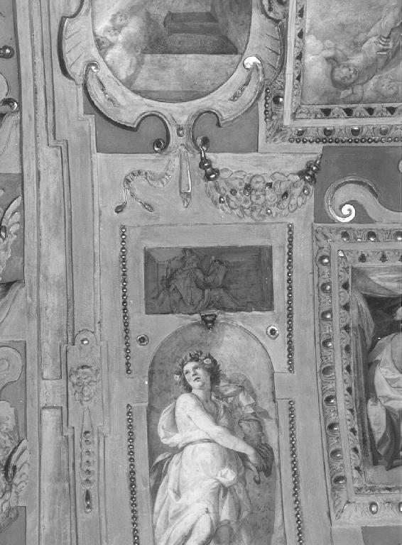 figura allegorica femminile (dipinto, elemento d'insieme) di Carlone Giovanni detto Genovese (attribuito) (prima metà sec. XVII)