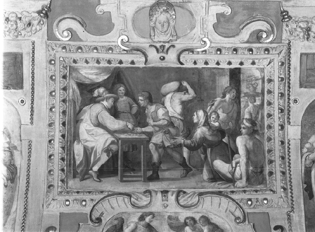 San Rocco distribuisce i suoi beni ai poveri (dipinto, elemento d'insieme) di Carlone Giovanni detto Genovese (attribuito) (prima metà sec. XVII)