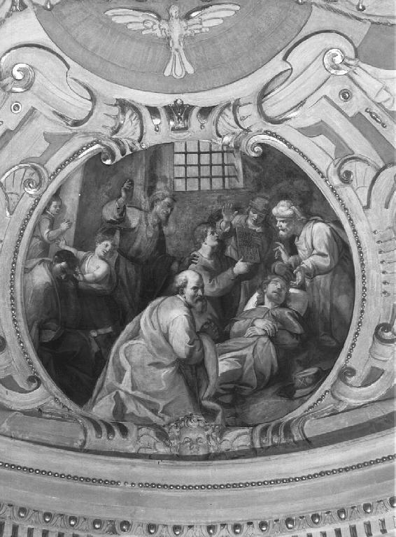 morte di San Rocco (dipinto, elemento d'insieme) di Carlone Giovanni detto Genovese (attribuito) (prima metà sec. XVII)