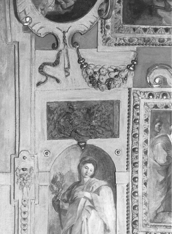 figura allegorica femminile (rilievo, elemento d'insieme) di Carlone Giovanni detto Genovese (attribuito) (prima metà sec. XVII)