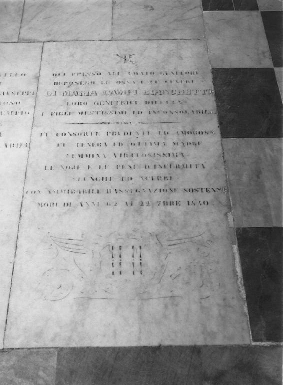 lapide tombale - bottega ligure (secondo quarto sec. XIX)